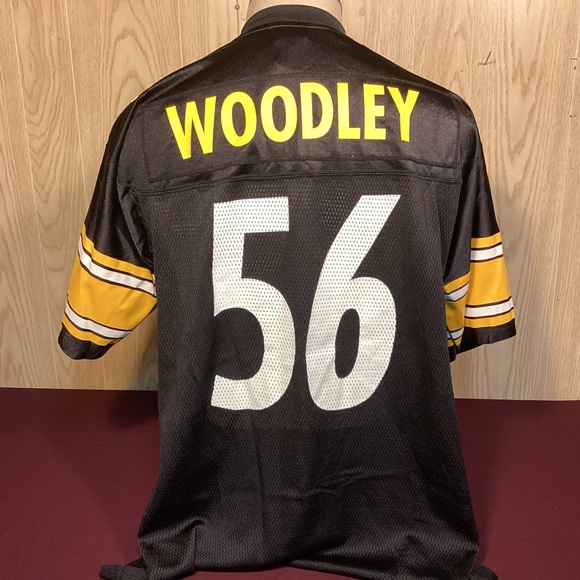 Vintage Reebok Pittsburgh Steelers number 56 Woodley Jersey men’s size Large - Picture 1 of 11